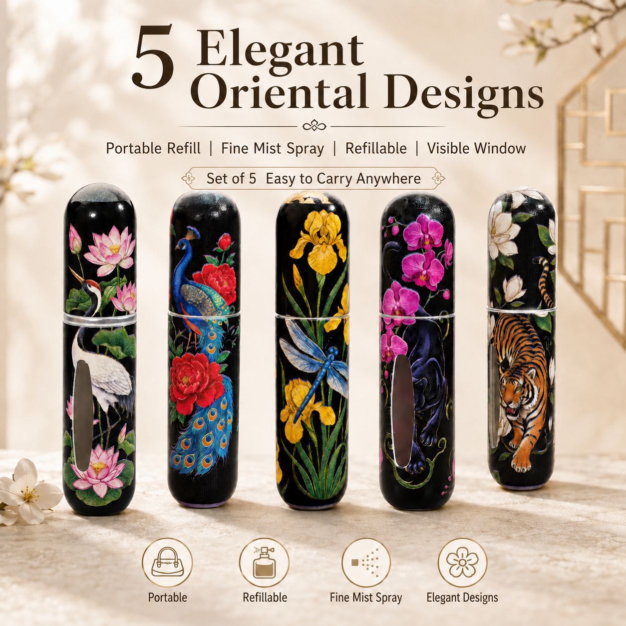 Perfume Fragrance Direct - 5 adet Çiçek ve Kuş Desenli