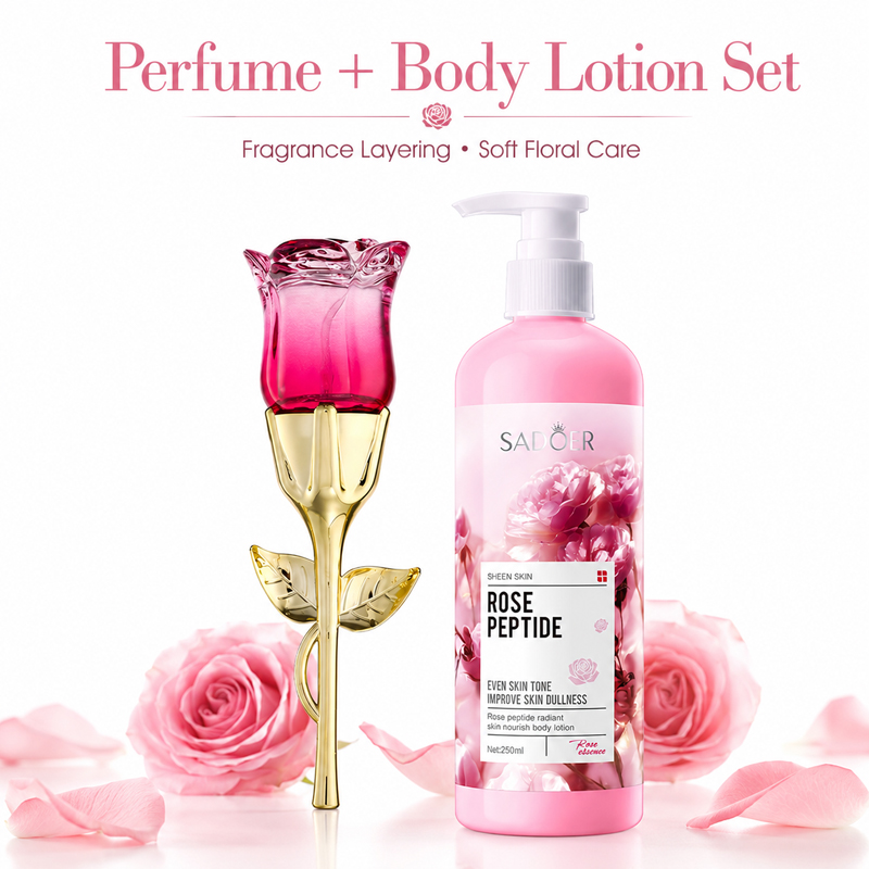 Perfume Fragrance Gift Set - Kadınlar için Gül Parfümü ve Vücut